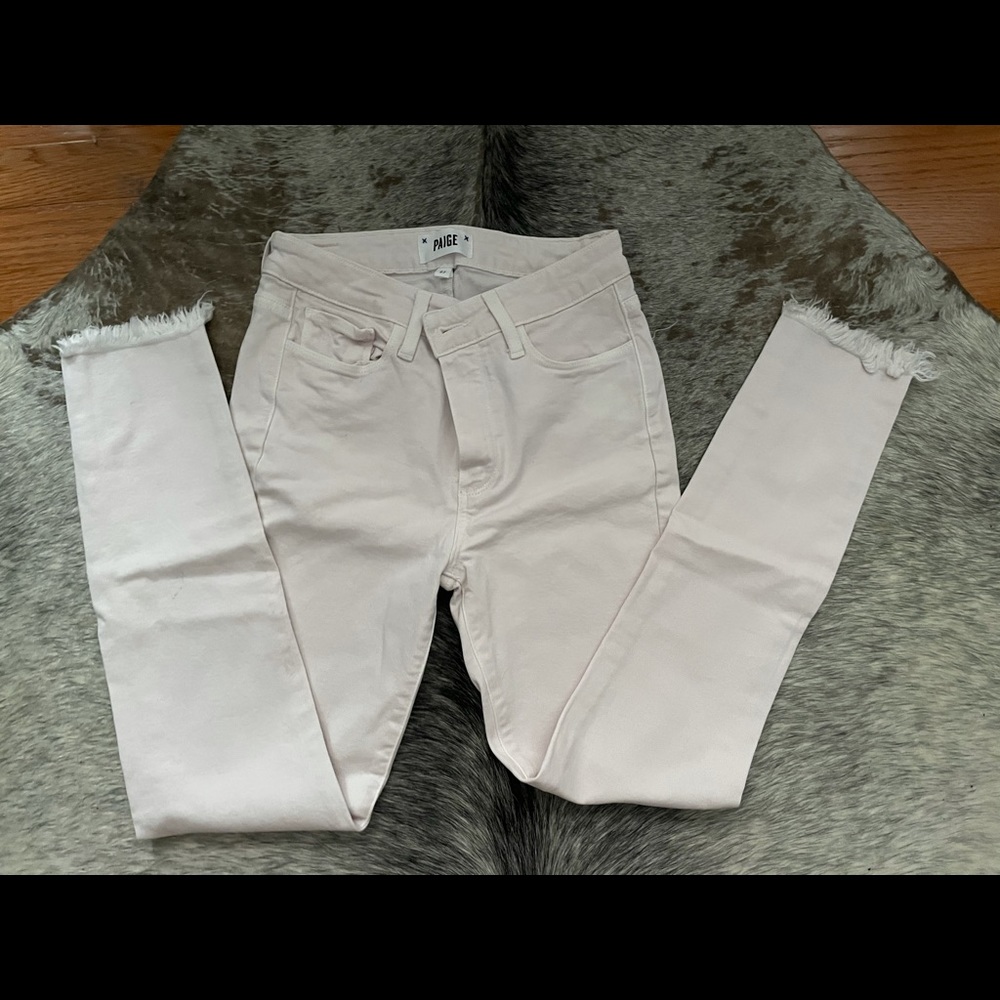 Paige skinny jeans with frayed hem